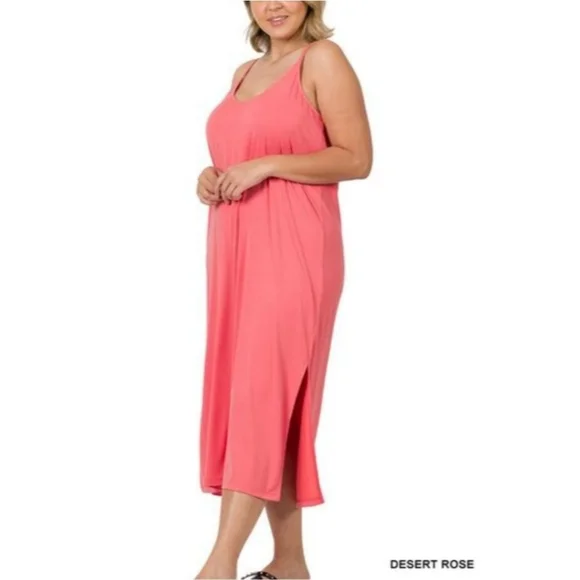 knee length dresses for ladies Zenana Woven Smocked Ruffle Sleeve Midi Dress LT Mocha / M